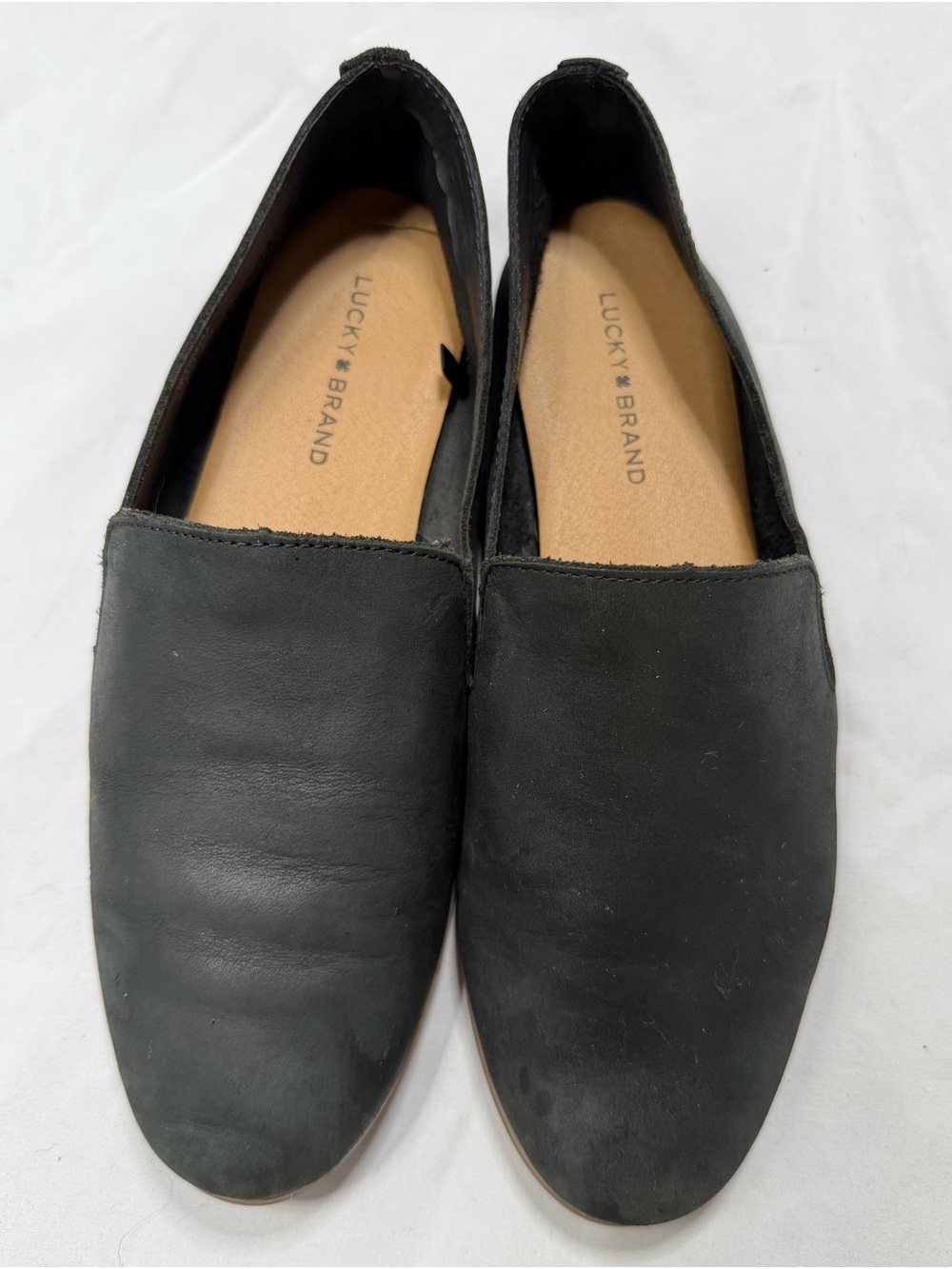 Lucky Brand Charsa Black Leather Slip On Flats Loafers Size 7M